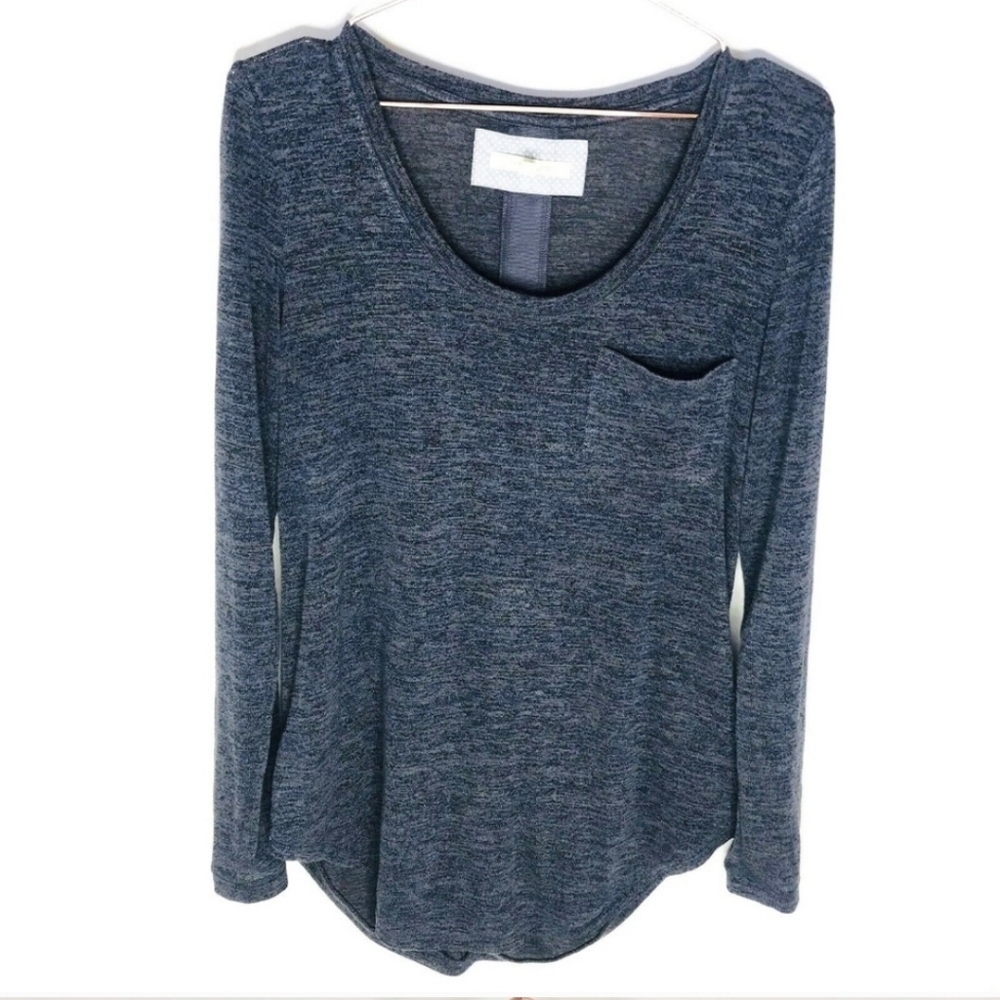 Long sleeve Pure +Good blue t-shirt/blouse